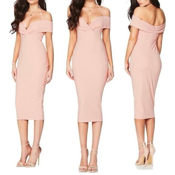 Nookie Dresses & Skirts - Nookie Blush Pink Off-Shoulder Midi Dress